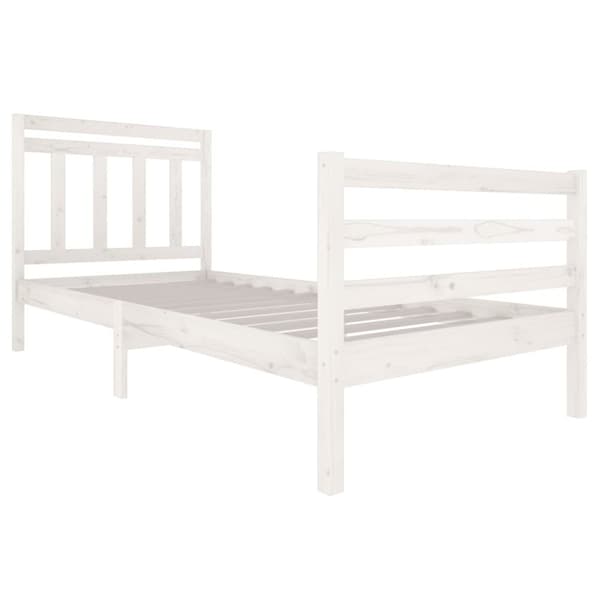 The Living Store sengeramme 90x200 cm massivt træ hvid -  Senge & sengeramme
