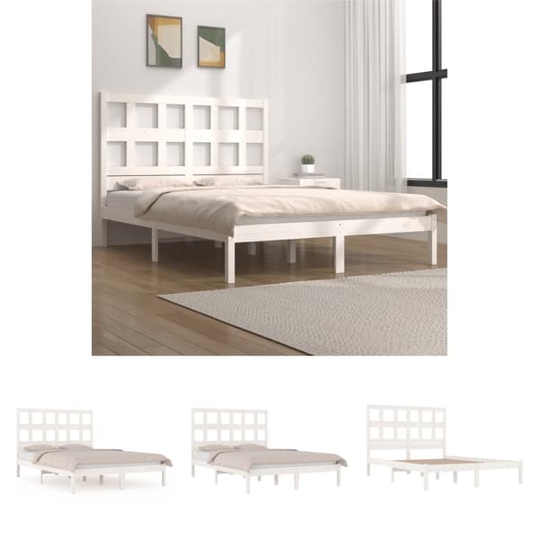 The Living Store Sängram vit massiv furu 140x190 cm -  Sängar & sängramar