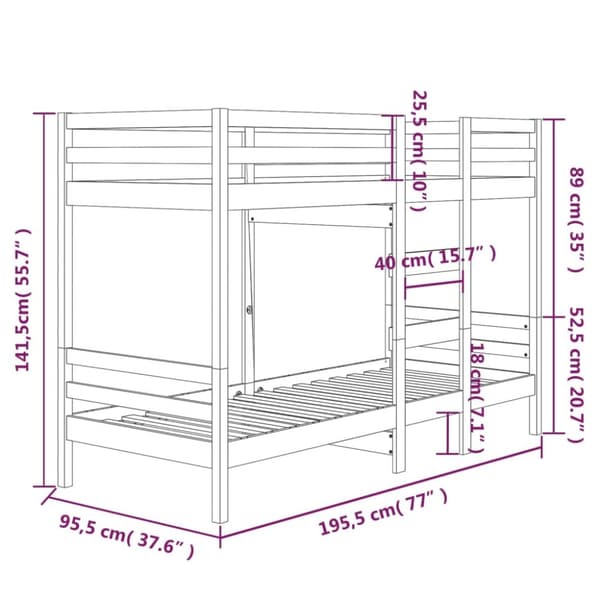 The Living Store Våningssäng vit 90x190 cm massiv furu - Sängar & sängramar