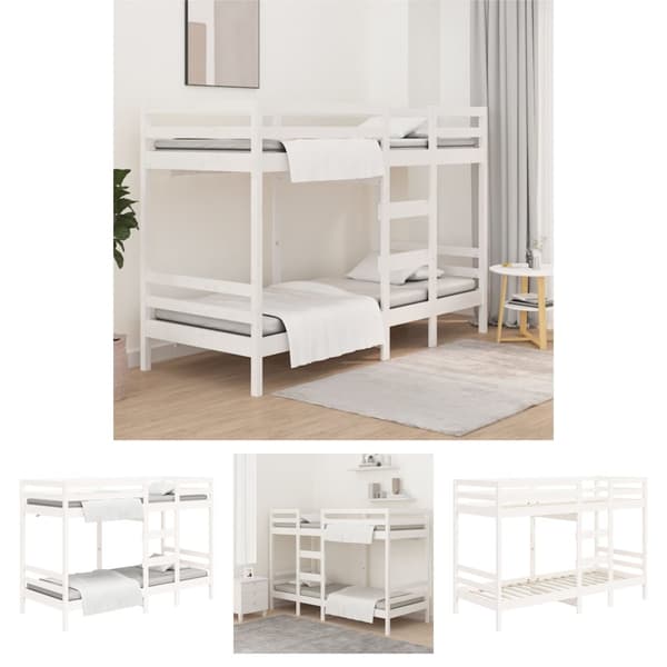 The Living Store Våningssäng vit 90x190 cm massiv furu -  Sängar & sängramar