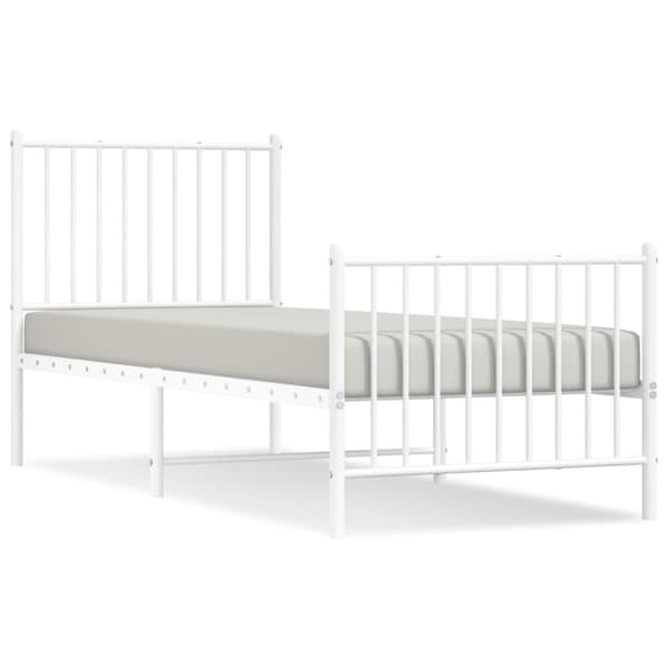 The Living Store sengeramme med sengegavl og fodgærde 80x200 cm metal hvid -  Senge & sengeramme
