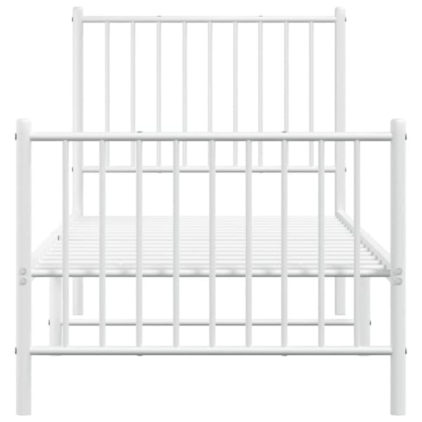 The Living Store sengeramme med sengegavl og fodgærde 80x200 cm metal hvid -  Senge & sengeramme