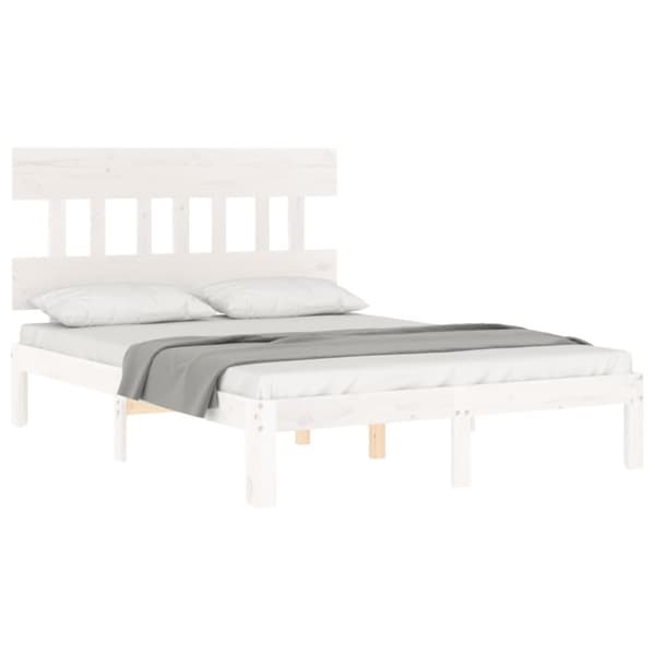 The Living Store sengeramme med sengegavl 140x200 cm massivt træ hvid - Senge & sengeramme