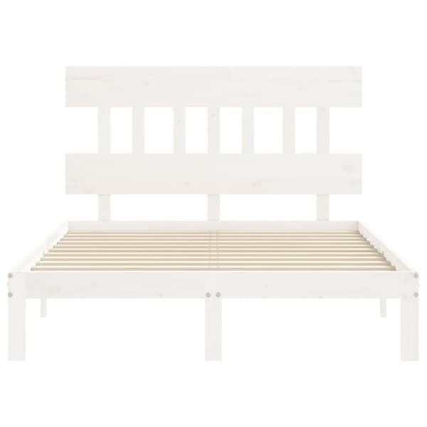 The Living Store sengeramme med sengegavl 140x200 cm massivt træ hvid - Senge & sengeramme