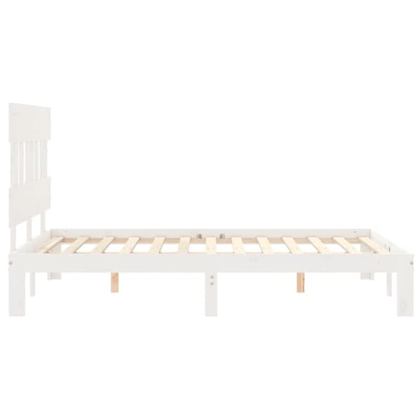 The Living Store sengeramme med sengegavl 140x200 cm massivt træ hvid - Senge & sengeramme