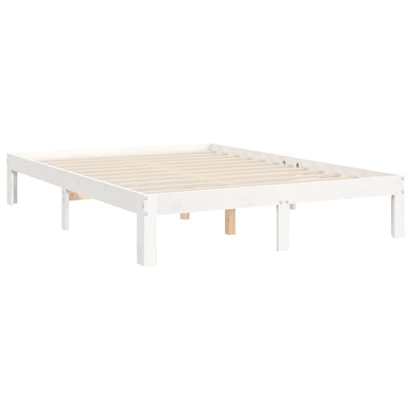 The Living Store sengeramme med sengegavl 140x200 cm massivt træ hvid - Senge & sengeramme