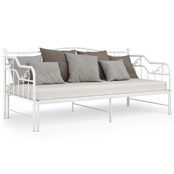 The Living Store Utdragbar sängram bäddsoffa vit metall 90x200 cm -  Sängar & sängramar