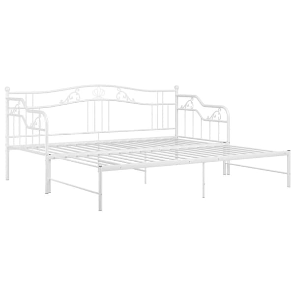 The Living Store Utdragbar sängram bäddsoffa vit metall 90x200 cm -  Sängar & sängramar