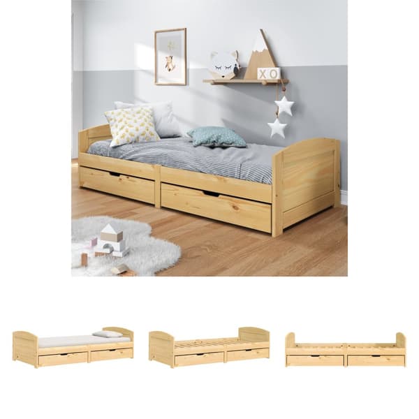 The Living Store daybed med to skuffer IRUN 90x200 cm massivt fyrretræ -  Senge & sengeramme