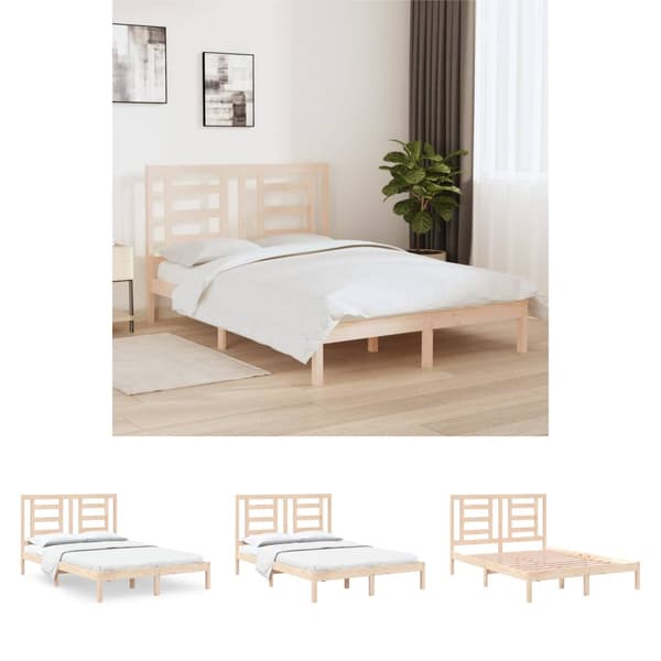 The Living Store sengeramme 140x190 cm massivt fyrretræ -  Senge & sengeramme
