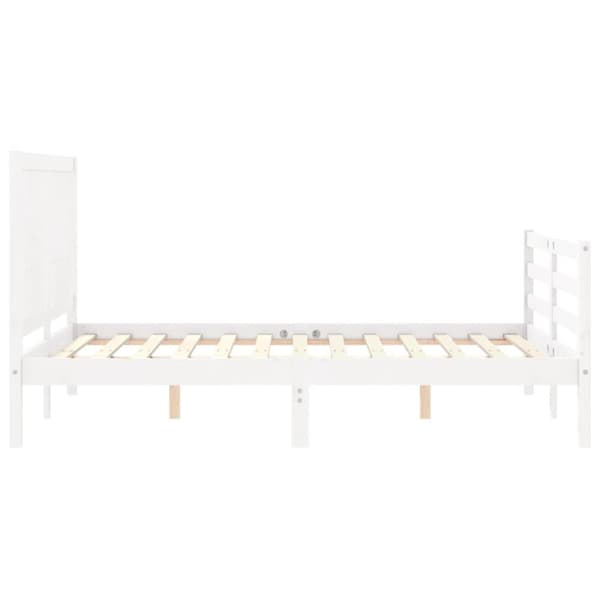The Living Store Sängram med huvudgavel vit 140x200 cm massivt trä -  Sängar & sängramar