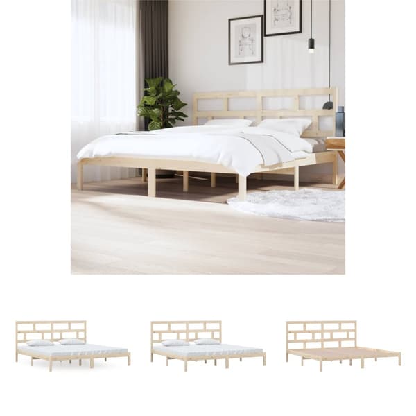 The Living Store sengeramme 200x200 cm massivt fyrretræ -  Senge & sengeramme