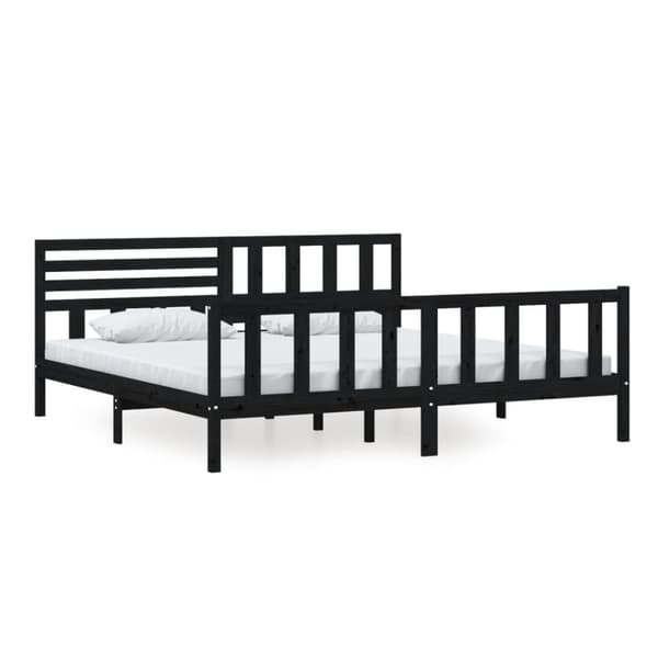 The Living Store sengeramme 200x200 cm massivt træ sort - Senge & sengeramme