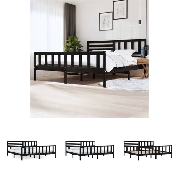 The Living Store sengeramme 200x200 cm massivt træ sort - Senge & sengeramme