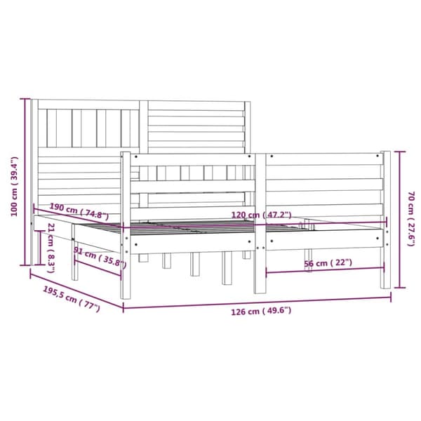 The Living Store sengeramme 120x190 cm Small Double massivt træ - Senge & sengeramme