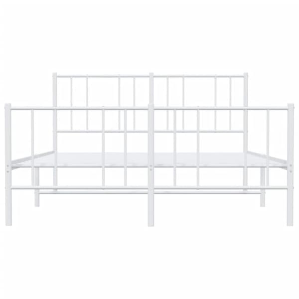 The Living Store sengeramme med sengegavl og fodgærde 120x200 cm metal hvid - Senge & sengeramme