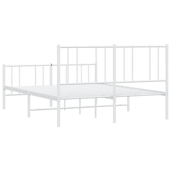 The Living Store sengeramme med sengegavl og fodgærde 120x200 cm metal hvid - Senge & sengeramme
