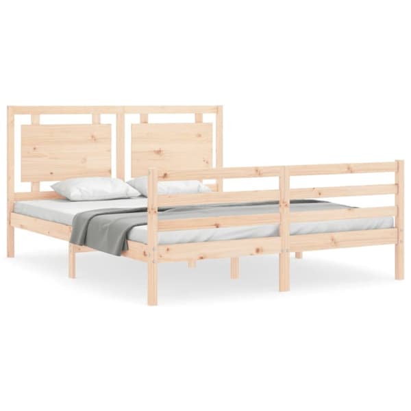 The Living Store sengeramme med sengegavl 160x200 cm massivt træ - Senge & sengeramme
