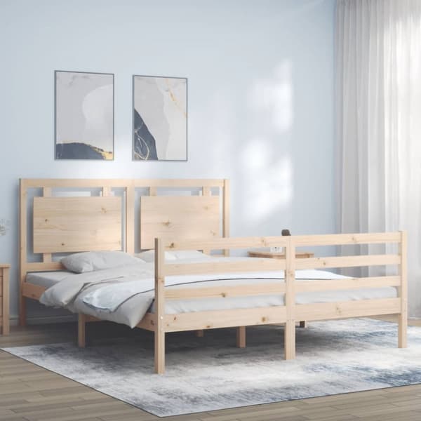 The Living Store sengeramme med sengegavl 160x200 cm massivt træ -  Senge & sengeramme