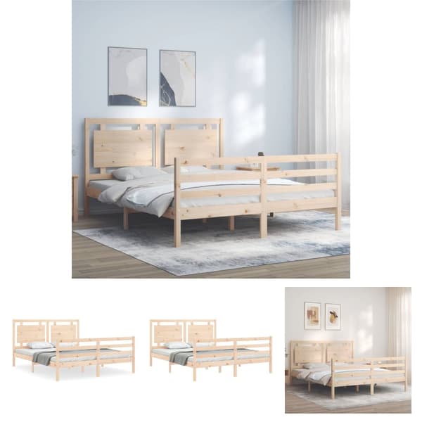 The Living Store sengeramme med sengegavl 160x200 cm massivt træ -  Senge & sengeramme