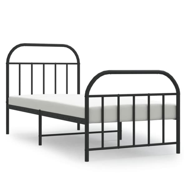 The Living Store sengeramme med sengegavl og fodgærde 90x190 cm metal sort -  Senge & sengeramme
