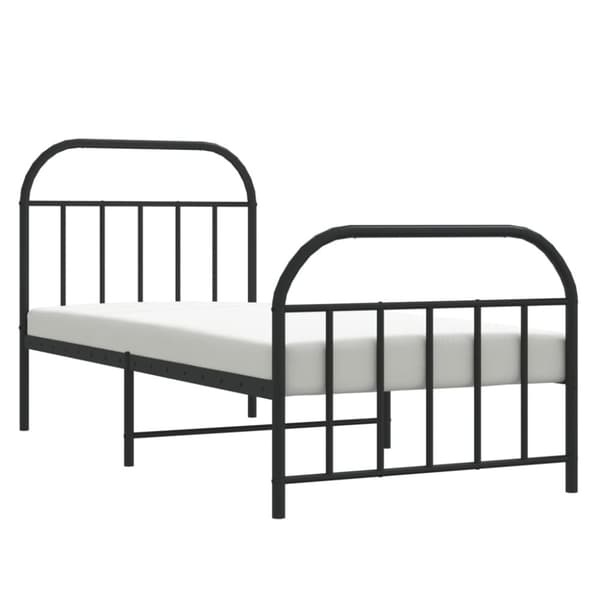 The Living Store sengeramme med sengegavl og fodgærde 90x190 cm metal sort -  Senge & sengeramme