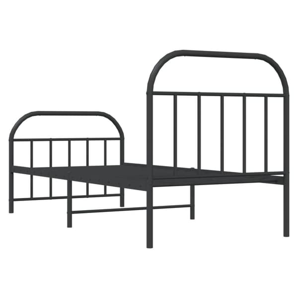 The Living Store sengeramme med sengegavl og fodgærde 90x190 cm metal sort -  Senge & sengeramme