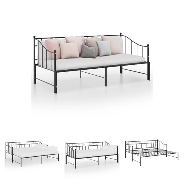 The Living Store sengestel til udtræksseng 90x200 cm metal sort -  Senge & sengeramme