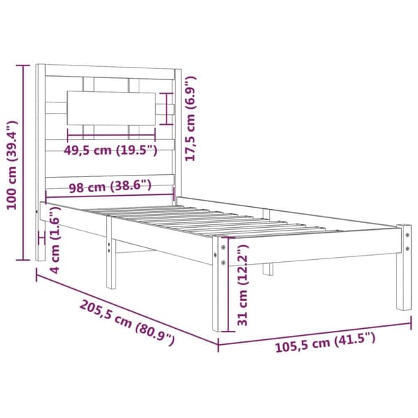 The Living Store sengeramme 100x200 cm massivt fyrretræ hvid -  Senge & sengeramme