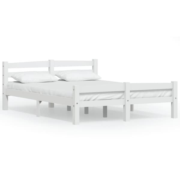 The Living Store sengestel 120x200 cm massivt fyrretræ hvid -  Senge & sengeramme