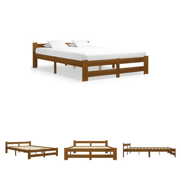 The Living Store sengestel 120x200 cm massivt fyrretræ honningbrun -  Senge & sengeramme