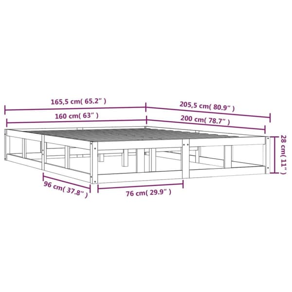The Living Store sengeramme 160x200 cm massivt træ hvid - Senge & sengeramme