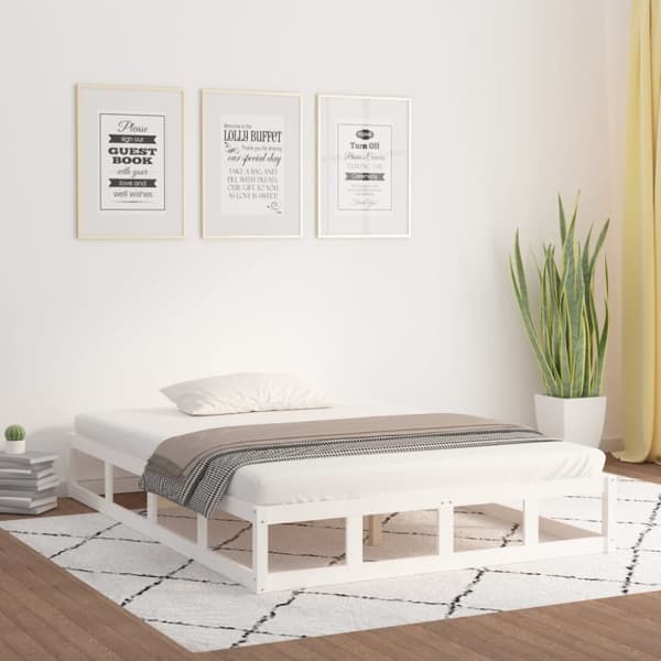 The Living Store sengeramme 160x200 cm massivt træ hvid - Senge & sengeramme
