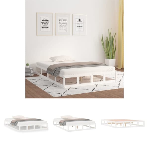The Living Store sengeramme 160x200 cm massivt træ hvid - Senge & sengeramme