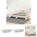 Miniatyrbillede 1 af 11: The Living Store daybed med udtræk 2x(80x200) cm massivt fyrretræ hvid -  Senge & sengeramme