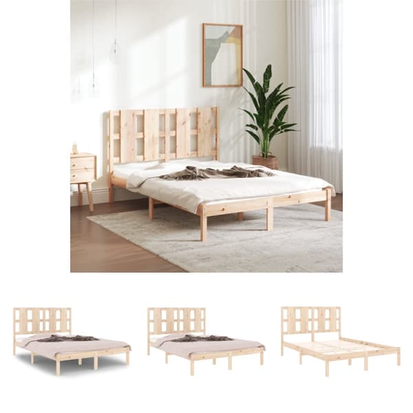 The Living Store sengeramme 140x190 cm massivt fyrretræ -  Senge & sengeramme