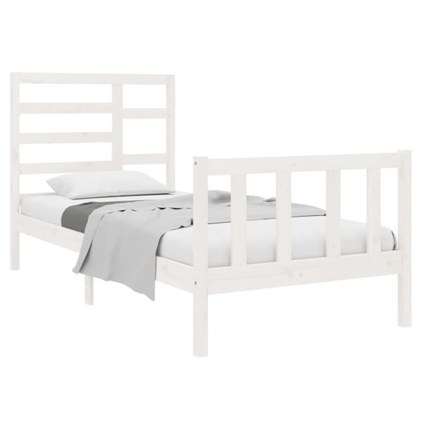 The Living Store sengeramme 90x190 cm Single massivt træ hvid -  Senge & sengeramme