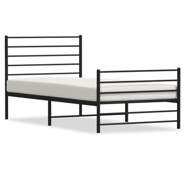 The Living Store sengeramme med sengegavl og fodgærde 90x190 cm metal sort - Senge & sengeramme