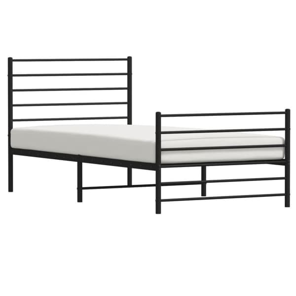 The Living Store sengeramme med sengegavl og fodgærde 90x190 cm metal sort - Senge & sengeramme
