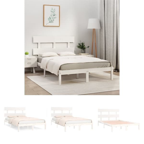 The Living Store sengeramme 200x200 cm massivt træ hvid - Senge & sengeramme