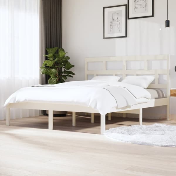 The Living Store Sängram vit massiv furu 160x200 cm -  Sängar & sängramar