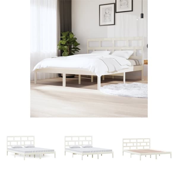 The Living Store Sängram vit massiv furu 160x200 cm -  Sängar & sängramar