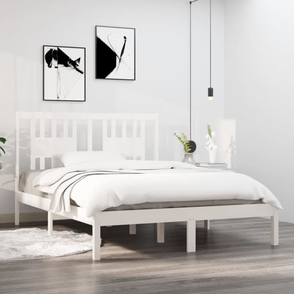 The Living Store sengeramme 120x190 cm Small Double massivt træ hvid -  Senge & sengeramme