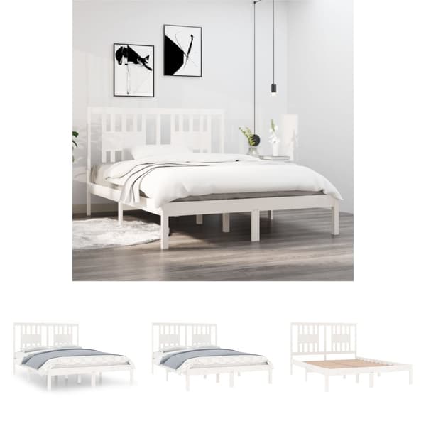 The Living Store sengeramme 120x190 cm Small Double massivt træ hvid -  Senge & sengeramme
