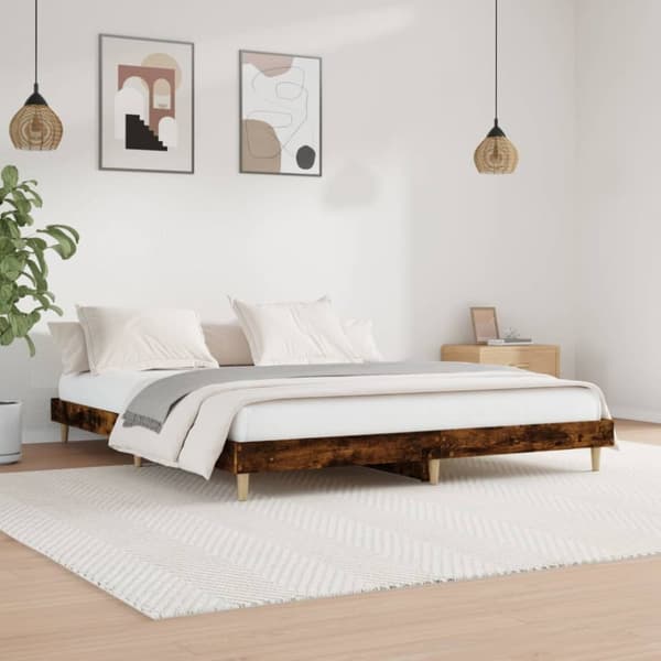 The Living Store sengestel 140x200 cm konstrueret træ røget eg - Senge & sengeramme