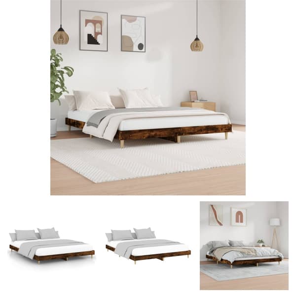 The Living Store sengestel 140x200 cm konstrueret træ røget eg - Senge & sengeramme