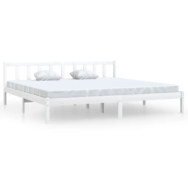 The Living Store sengeramme 180x200 cm Super King massivt fyrretræ hvid - Senge & sengeramme