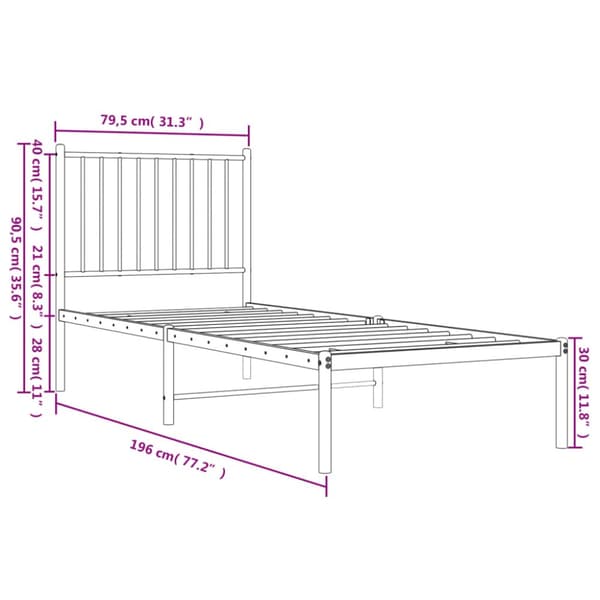 The Living Store sengeramme med sengegavl 75x190 cm metal sort - Senge & sengeramme