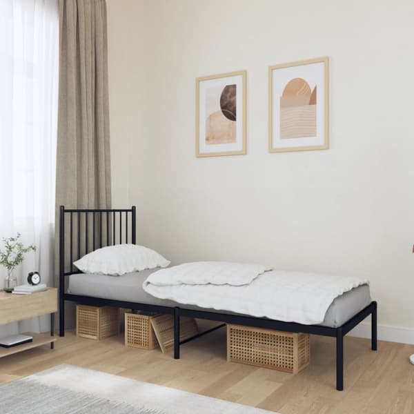 The Living Store sengeramme med sengegavl 75x190 cm metal sort - Senge & sengeramme