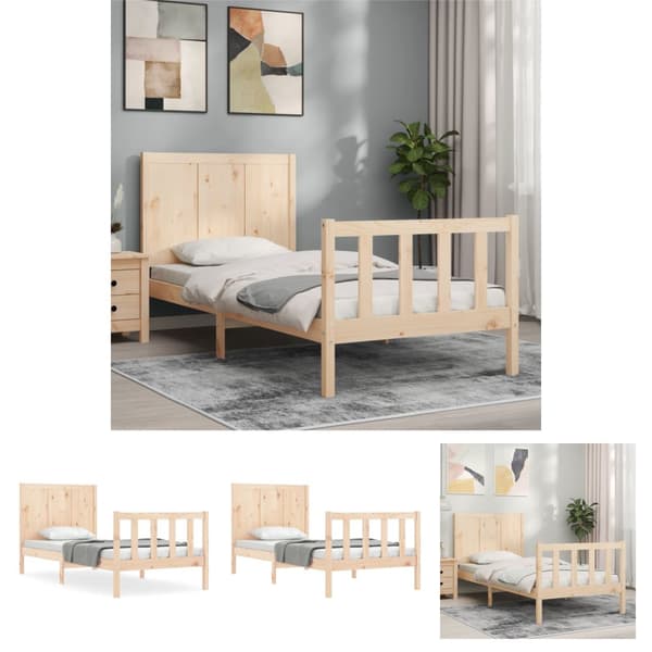 The Living Store sengeramme med sengegavl 90x200 cm massivt træ -  Senge & sengeramme